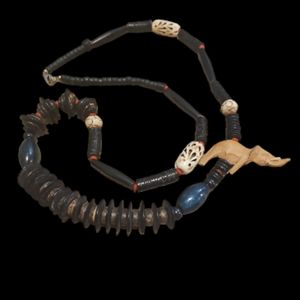 1980s Vintage Wooden Elephant Bead Necklace.